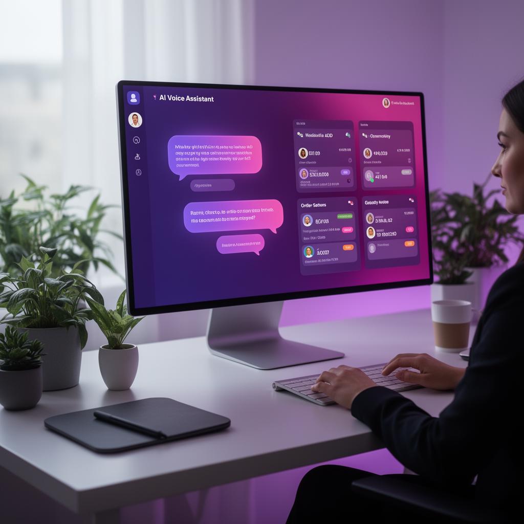 AI Voicebot Dashboard mit Konversationen, Bestelldaten und Live-Kundenservice für E-Commerce