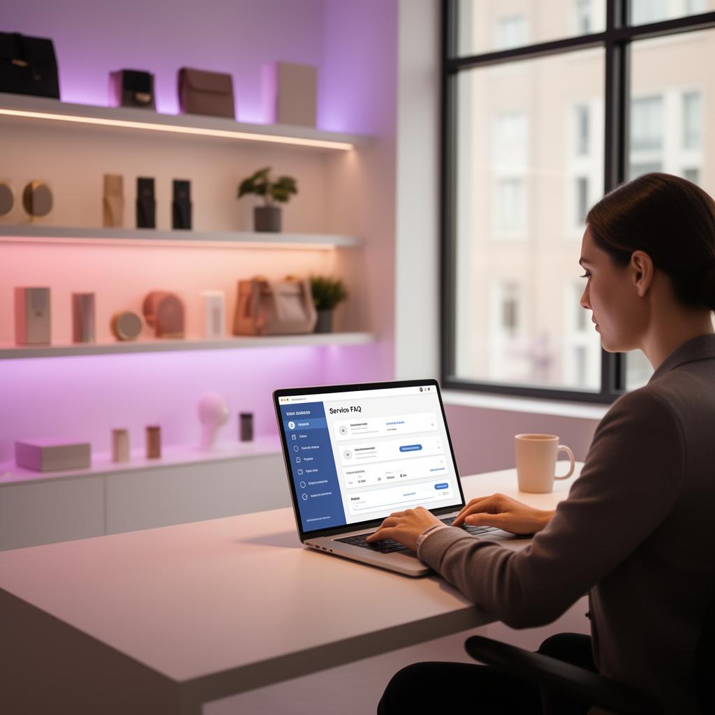 Modernes Online-Shop-Office mit Service-Dashboard für FAQ-Beantwortung